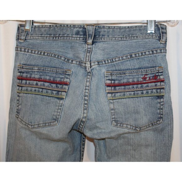 Vintage 90's FCUK French Connection Blue Flare Jeans Size 2 Low Rise 28 x 32 - Picture 1 of 7